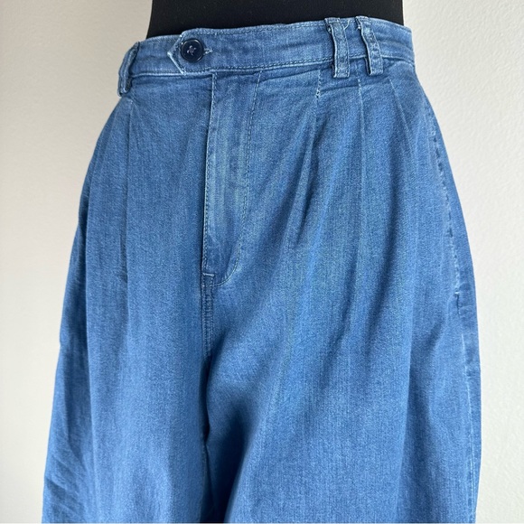 Gap x Doen Denim High Rise Trousers Womens Size 4 Blue Pleated Wide Leg Jeans - Picture 6 of 16